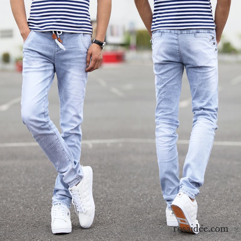 Jeans Schwarz Herren Hose Große Größe Lange Jeans Sommer Trend Schlank Gerade Herren Weiß Elastisch Sale