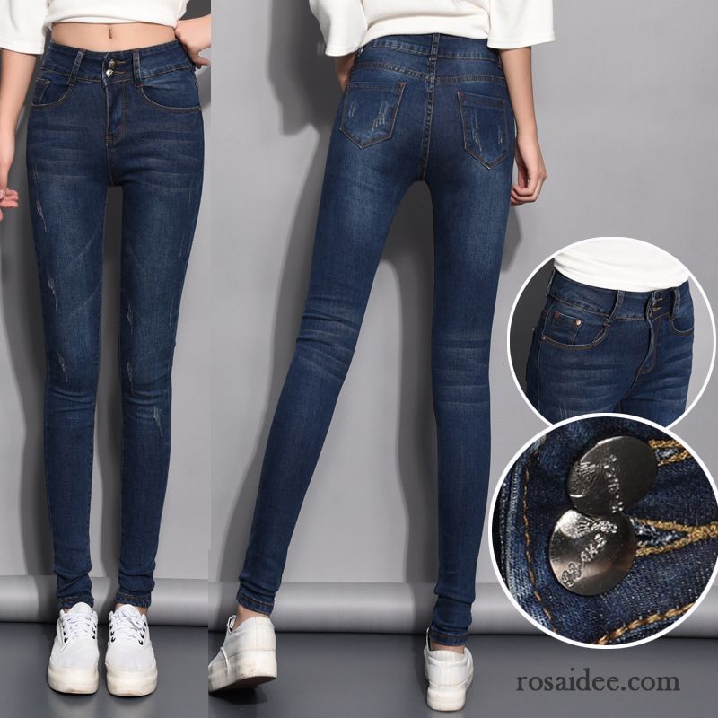 Jeans Weiß Damen Dünn Neu Jeans Bleistift Hose Elastisch Damen Herbst Adretten Stil Schmales Bein Hohe Taille Kaufen