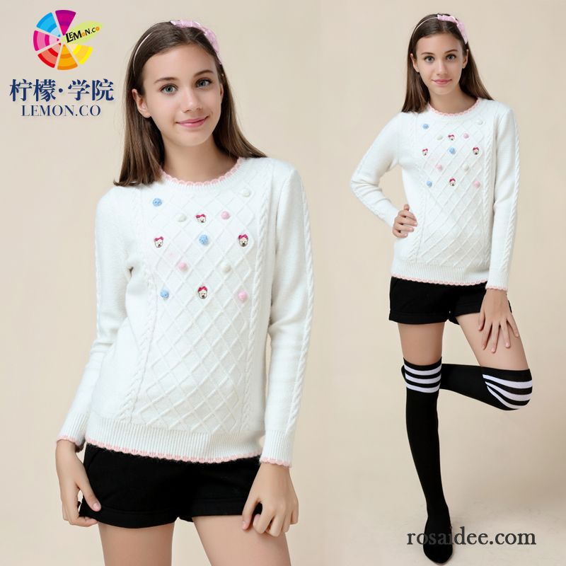 Kragen Pullover Damen Verdickung Adretten Stil Strickwaren Karikatur Mädchen Winter Stickerei Süß Herbst Pullover Schüler Billig