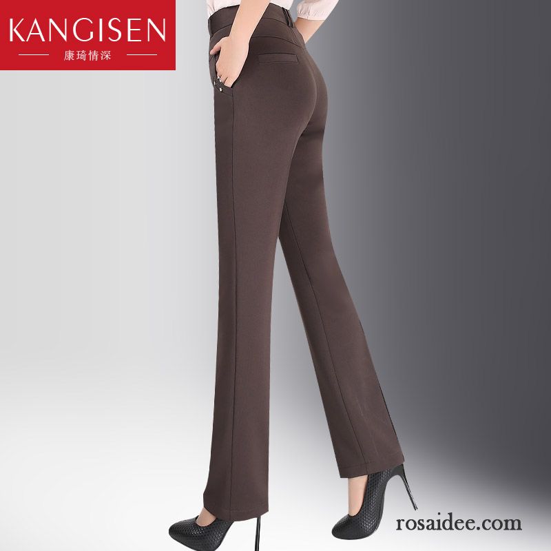 Kurze Damenhosen Günstig Hohe Taille Damen Große Größe Freizeit Hose Gerade Herbst Schwarz Elastisch Günstig