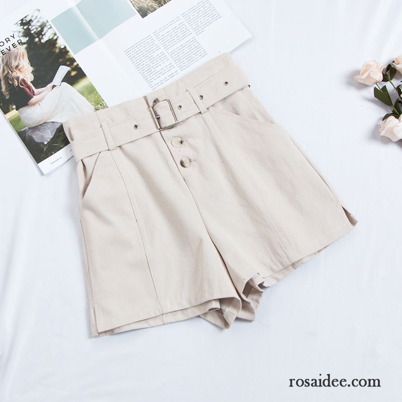 Kurze Hosen Damen Trend Lose Schlank Neu Werkzeugbau Dünn Beige Farbe