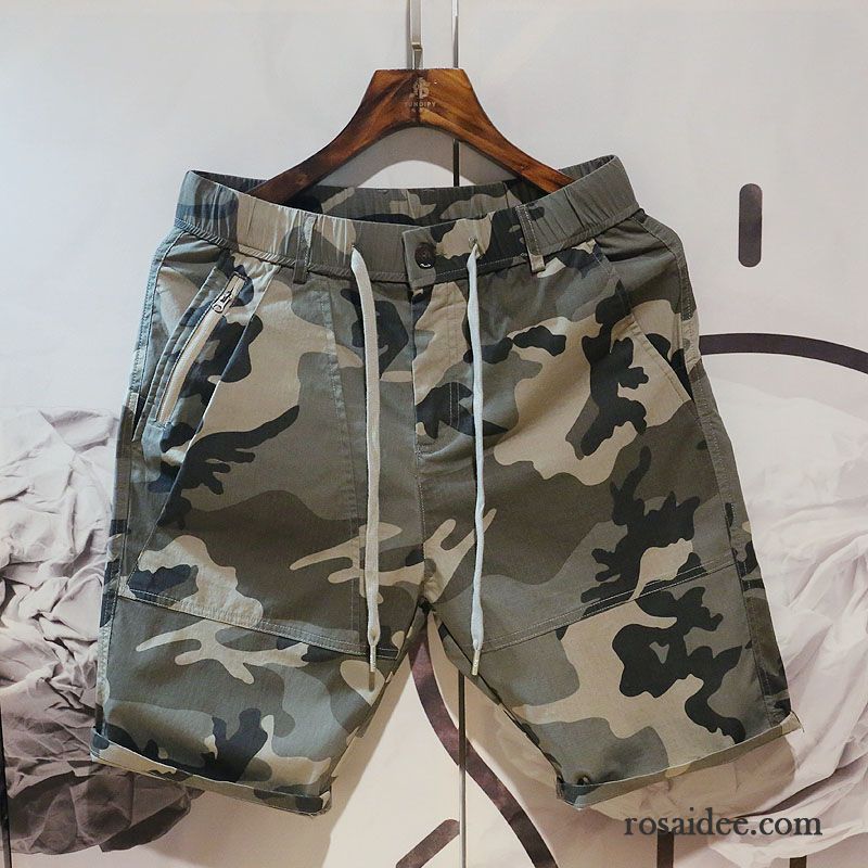 Kurze Hosen Herren Gerade Freizeit Mode Sommer Werkzeugbau Lose Camouflage Grün