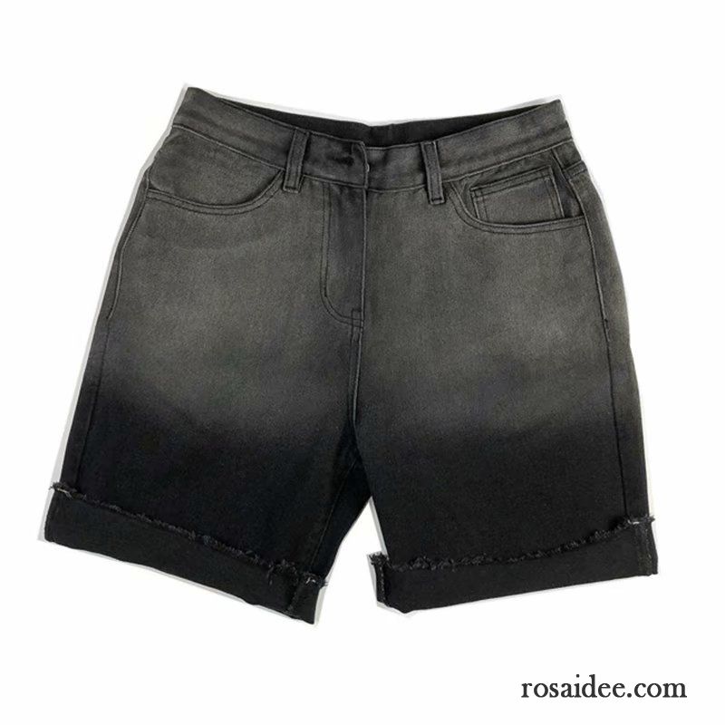 Kurze Hosen Herren Jeans Trend Retro Sommer Waschen Lose Gradient Grau Dunkel