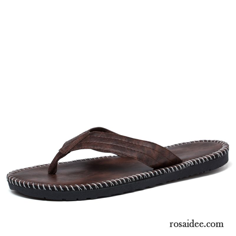 Leder Pantoffeln Für Herren Rutschsicher Sommer Sandalen Strand Casual Atmungsaktiv Hausschuhe Wasserdicht Herren Günstig