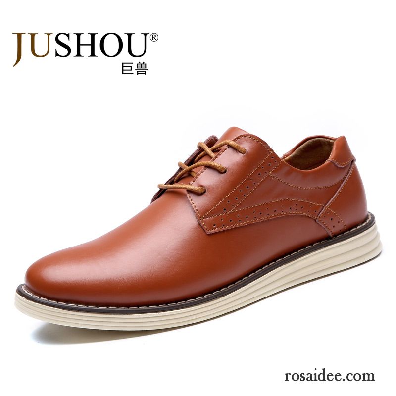 Leder Schuhe Herren Schwarz Casual England Schuhe Schnürschuh Herbst Atmungsaktiv Lederschue Trend Neue Produkte Echtleder Herren Sale