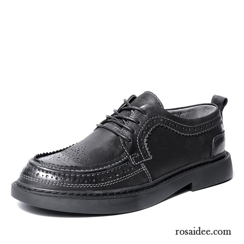 Lederschuhe Herren Echtleder England Weiche Sohle Casual Trend Lederschue Schwarz