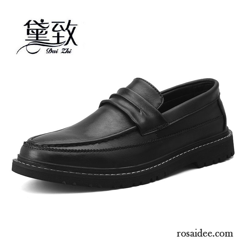 Lederschuhe Herren Geschäft Slip-on Lederschue Herbst Allgleiches Faul Schwarz