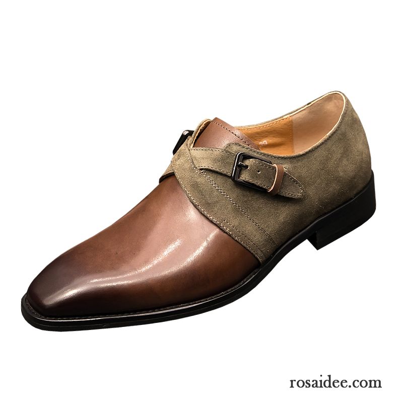 Lederschuhe Herren Geschäft Spitze Trend Retro Feder Neue Khaki