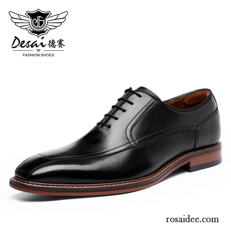 Lederschuhe Herren Trend Lederschue Casual Echtleder Schnürung Oxford Schwarz