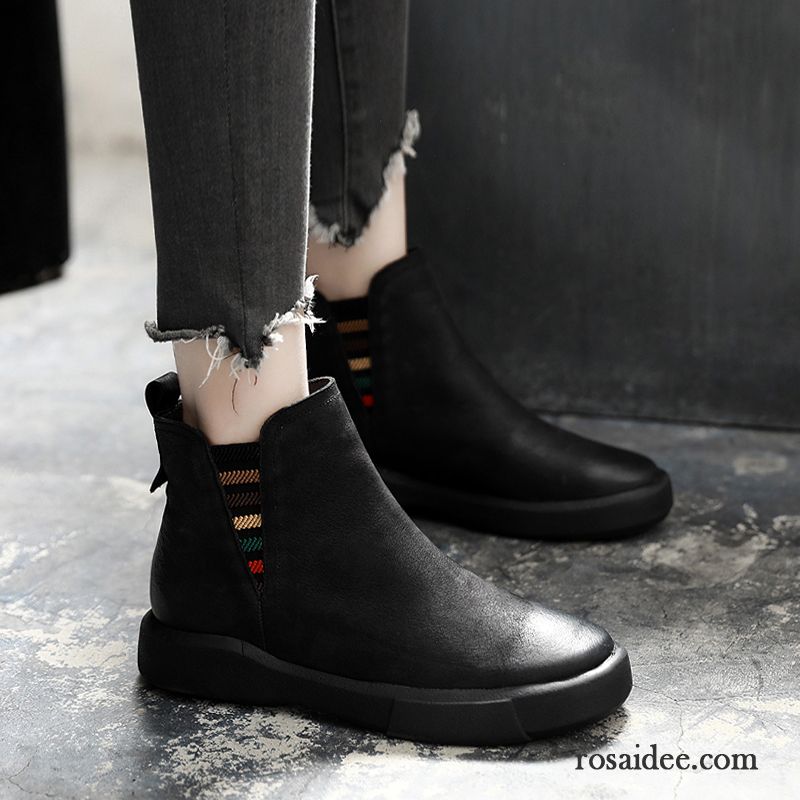 Lederstiefel Damen Günstig Thermische Plus Samt Damen Flache Echtleder Schwarz Martin Stiehlt Winter England Schüler Herbst Kurze Stiefel Günstig