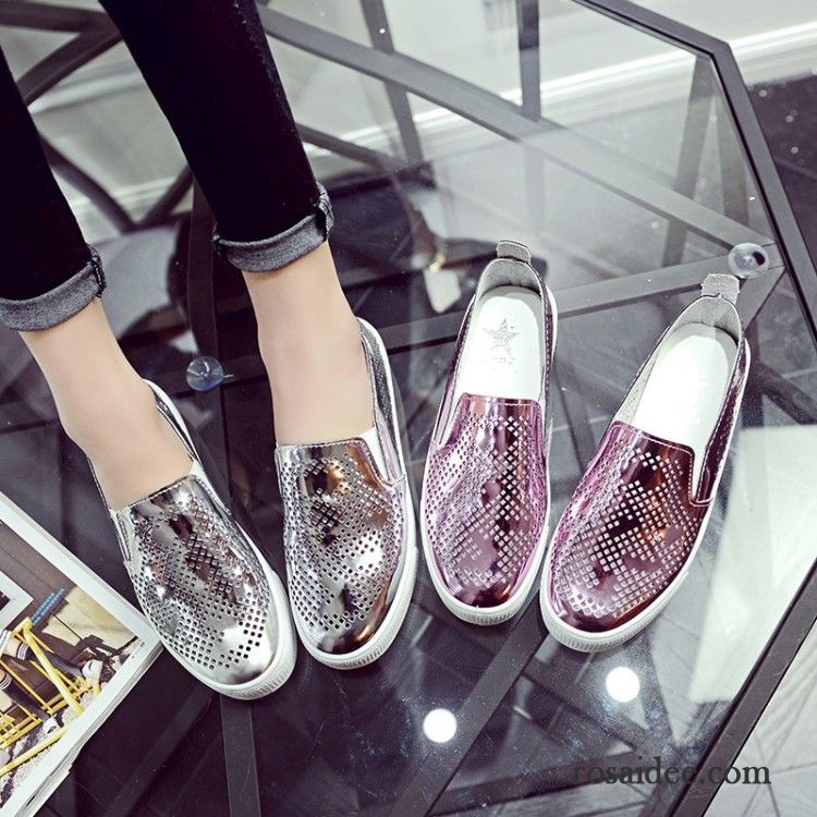 Metallic Schuhe Damen Casual Schüler Mode Atmungsaktiv Schnürschuhe Pailletten Niedrig Sommer Halbschuhe Damen Flache Dicke Sohle Neue