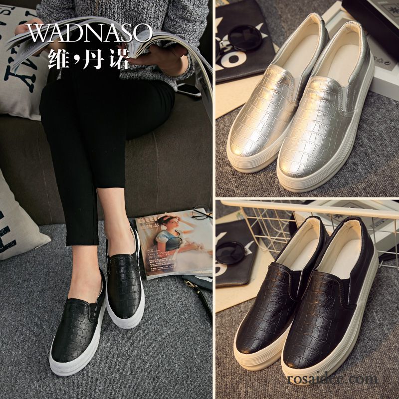 Metallic Schuhe Damen Faul Flache Slip-on Neue Halbschuhe Damen Schnürschuhe Herbst Casual Dicke Sohle Sportschuhe Günstig