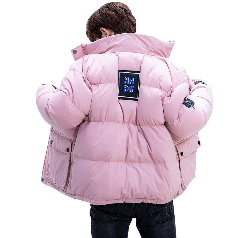 Mode Daunenjacke Herren Verdickung Trend Überzieher Neu Stehkragen Jugend Rosa Winter Herren Kurzer Absatz Daunenjacke Paar Schlank Verkaufen