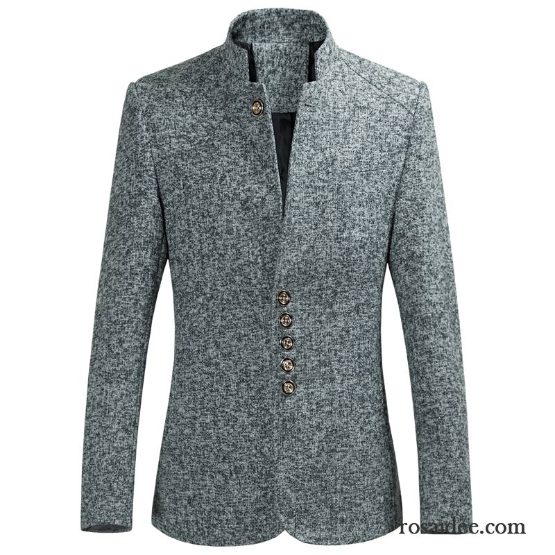 Moderne Anzüge Junge Männer Jugend Schlank Winter Überzieher Große Größe Kostüm Stehkragen Chinesischer Stil Herren Trend Grau Blazer Herbst Fett Tunika Kaufen