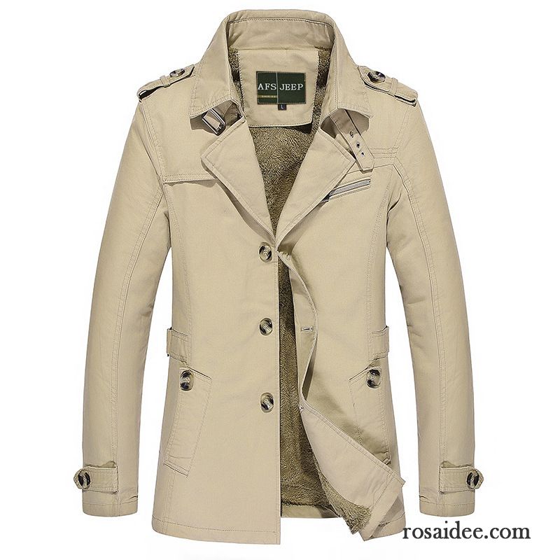 Männer Mantel Beige Verdickung Große Größe Herren Trend Herbst Schlank Jacke Freizeit Überzieher Langer Abschnitt Kaufen