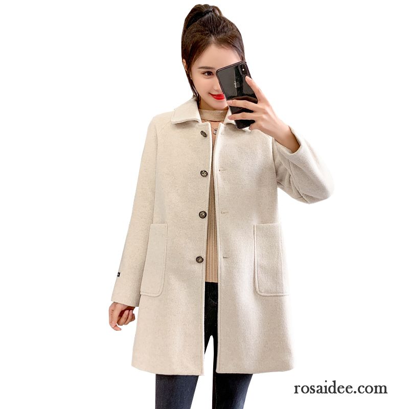 Mäntel Damen Langer Abschnitt Überzieher Herbst Dünn Neu Winter Beige