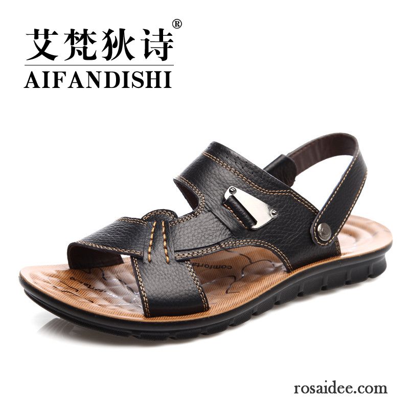 Offene Schuhe Herren Sommer Sandalen Echtleder Strand Casual Herren Schuhe Neue Kaufen