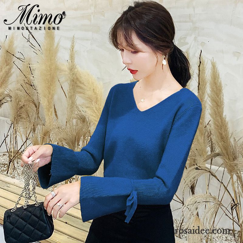 Pullover Damen Mantel Strickwaren Herbst Mode Neu Trend Blau Rot