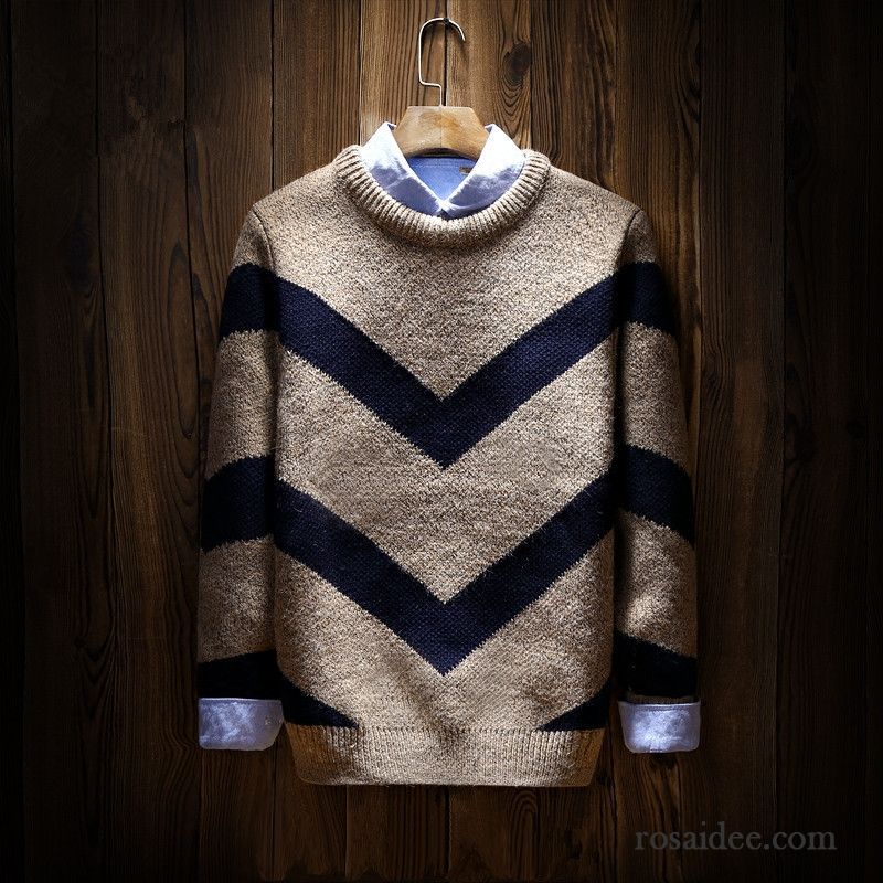 Pullover Schwarz Herren Retro Verdickung Herren Streifen Winter Stricken Jugend Herbst Rundhals Pullover Kaufen