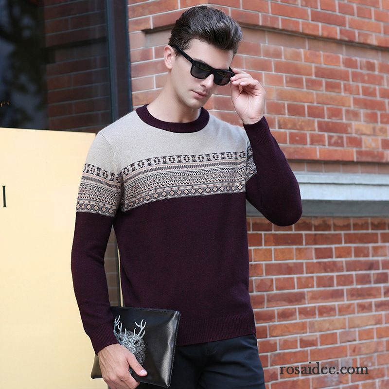 Pullunder Schwarz Herren Herbst Lange Ärmel Klassisch Strickwaren Herren Winter Pullover Rundhals Günstig