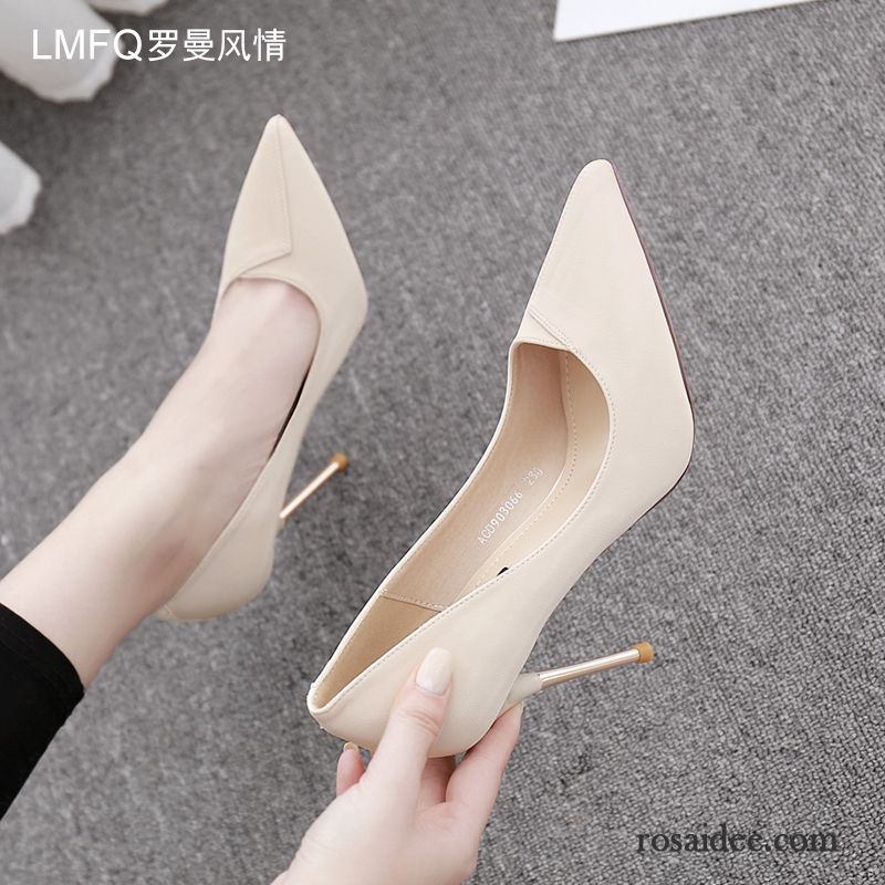 Pumps Damen Mode Neue Schuhe Herbst Einfach Schnürschuhe Beige Hell