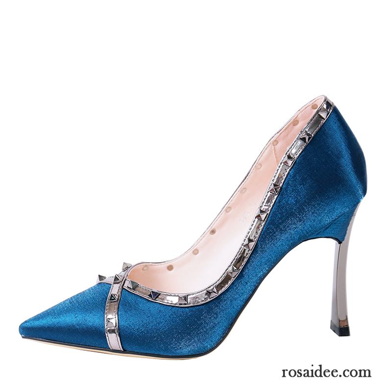 Pumps Damen Sexy Mode Elegant Hochhackigen Schnürschuhe Spitze Blau