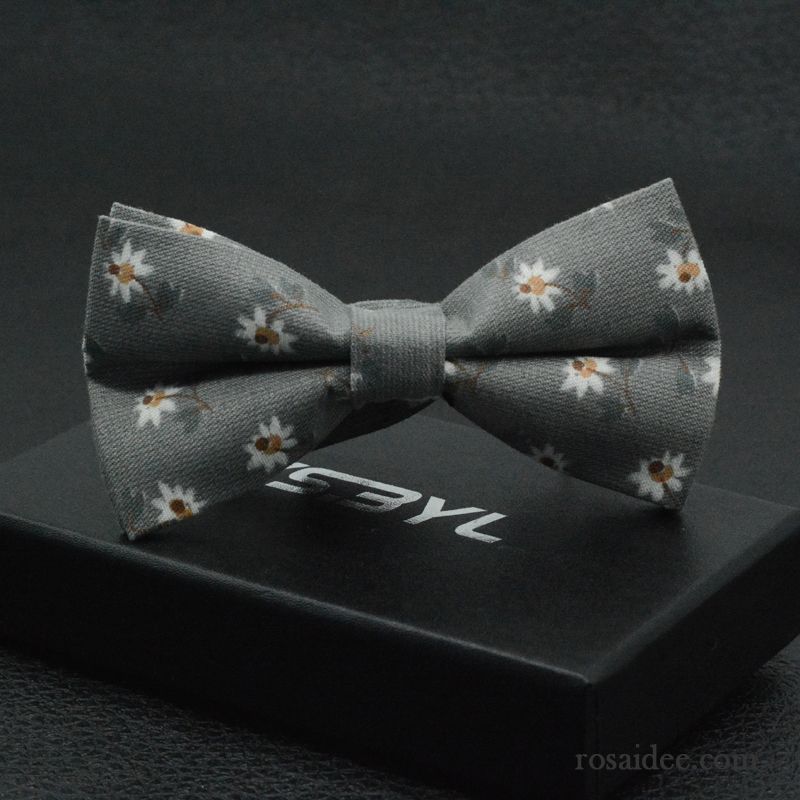 Querbinder Fliege Herren Business Trauzeugen Blumen Doppelter Rock Bowknot Damen Grau