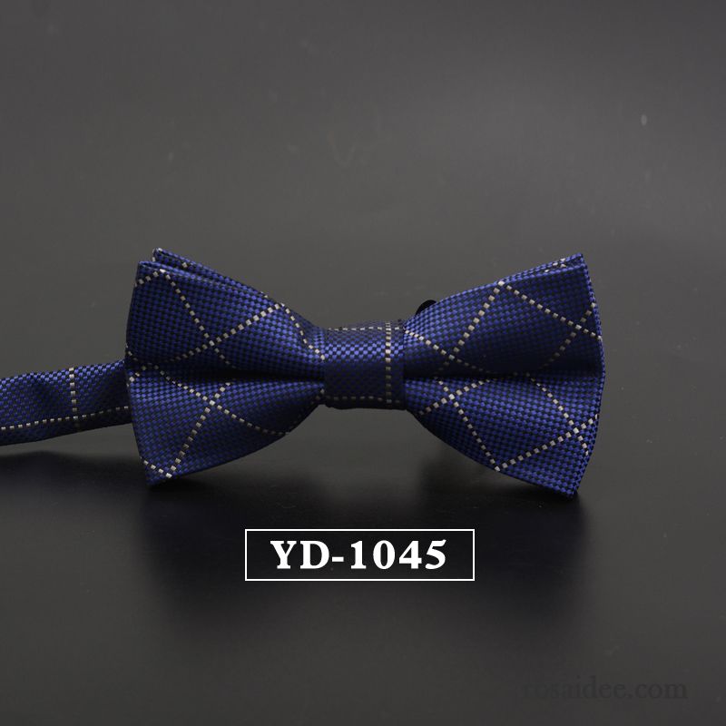 Querbinder Fliege Herren England Verheiratet Kariert Bräutigam Bowknot Formelle Kleidung Blau