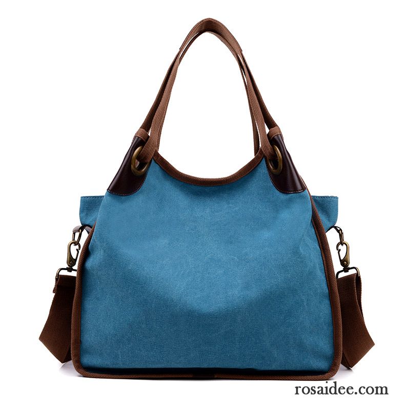 Reisetasche Damen Retro Schultertaschen Großes Paket Einfach Messenger-tasche Freizeit Blau