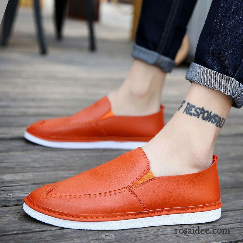 Rote Halbschuhe Herren Casual Lederschue Allgleiches Orange Neue Schuhe Herren Persönlichkeit England Trend Günstig