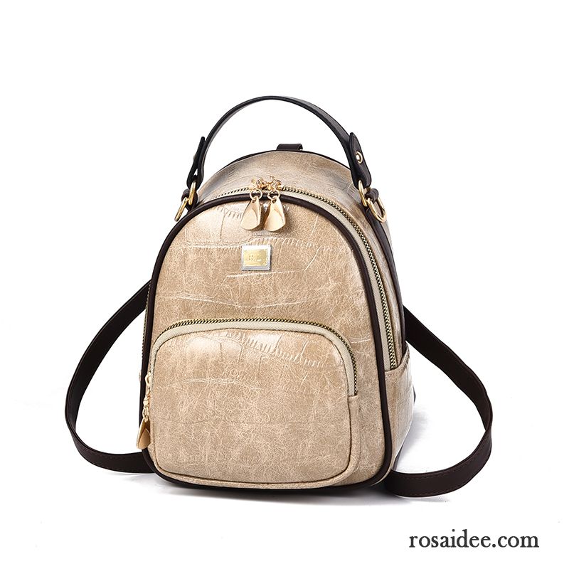 Rucksäcke Damen Weiche Haut Allgleiches Mini Rucksack Mode Taschen Beige Farbe