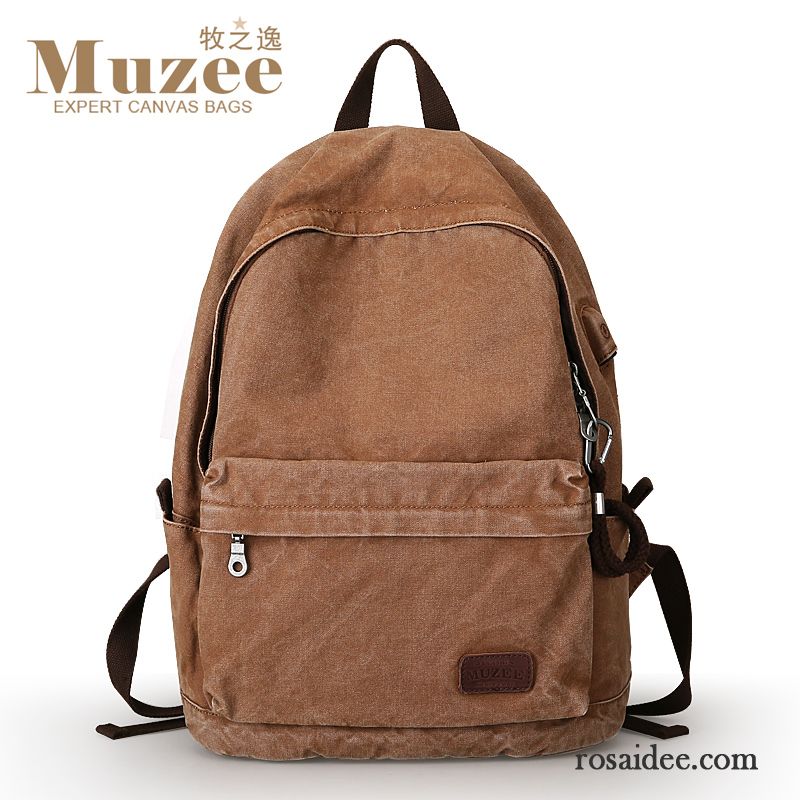 Rucksäcke Herren Laptoptasche Rucksack Schulranzen Mode Retro Reise Khaki