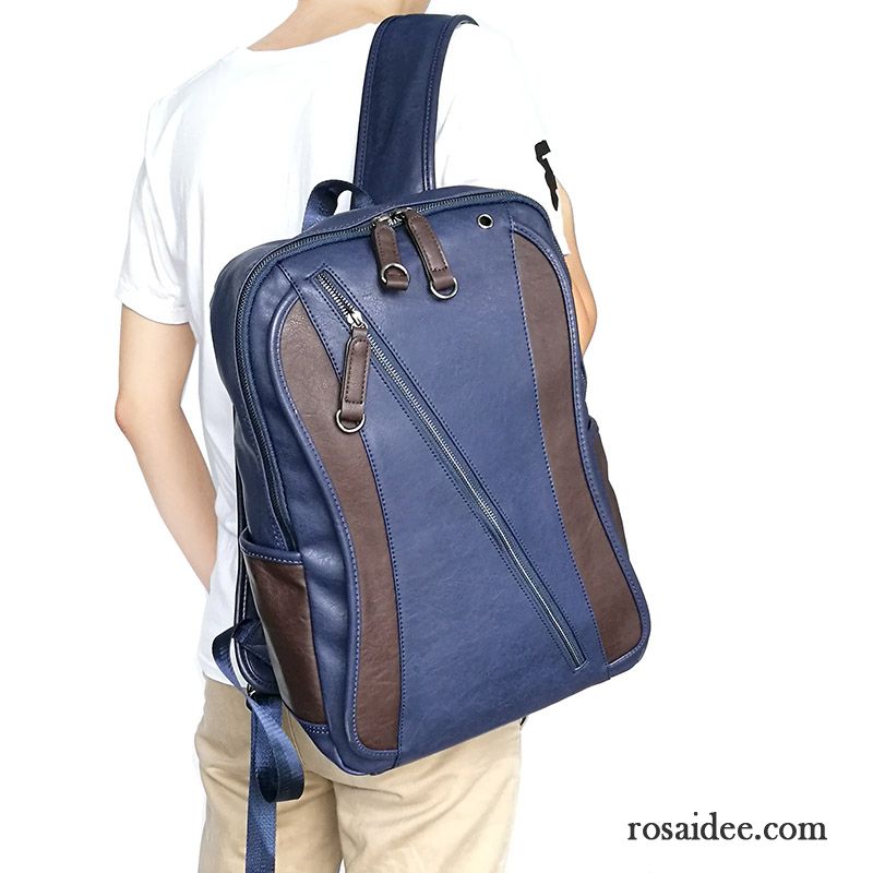 Rucksäcke Herren Reise Das Neue Rucksack Schulranzen Freizeit Pu-leder Blau