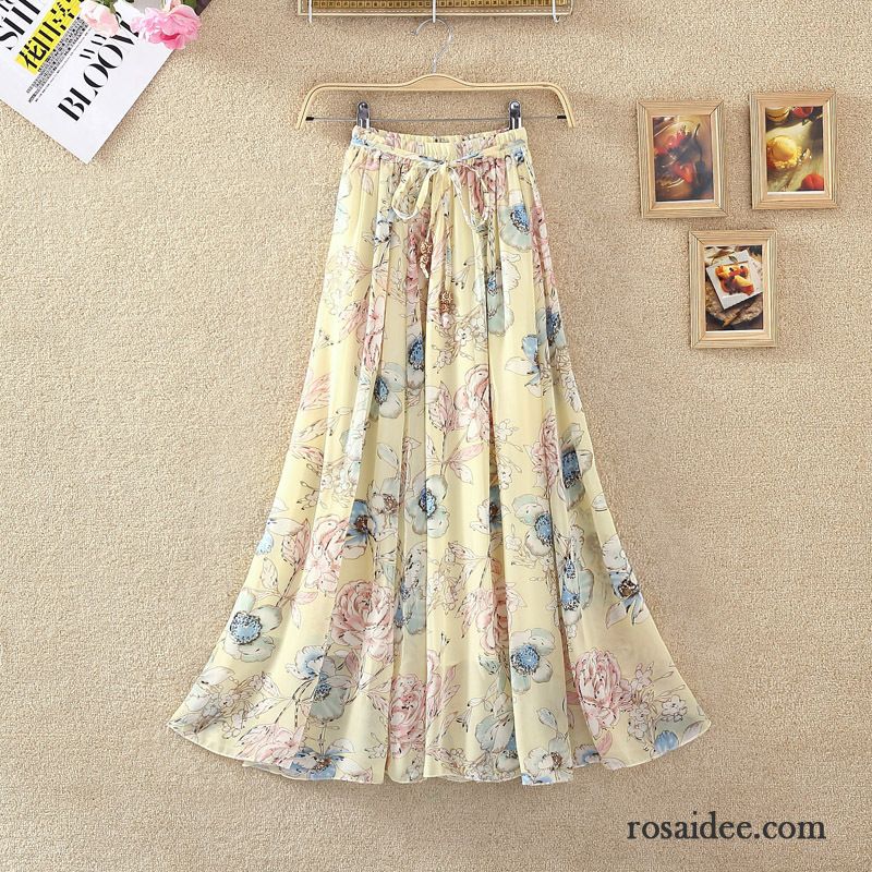 Röck Kombinieren Winter Strand Langer Rock Neu Drucken Sommer Chiffon Nationalen Stil Billig