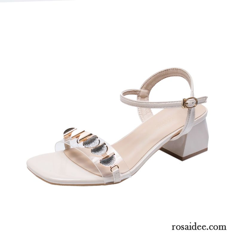 Sandalen Damen Mode Schuhe Sommer Dick Allgleiches Neue Beige Rot