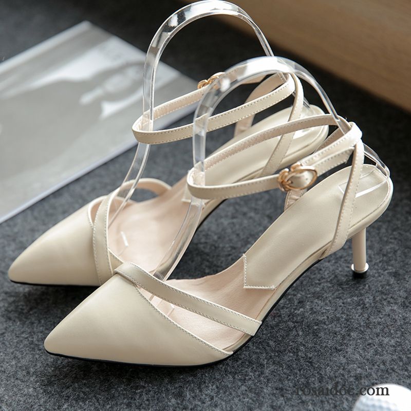 Sandalen Damen Neue Pumps Dünne Fersen Schuhe Sommer Spitze Rosa Beige