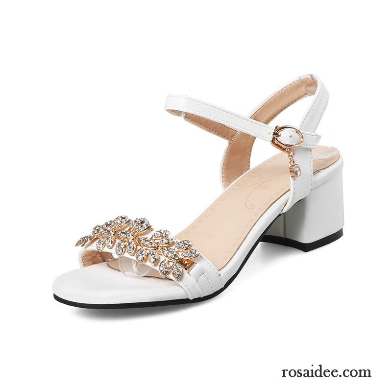 Sandalen Damen Strasssteine Süß Allgleiches Neue Frisch Schuhe Weiß