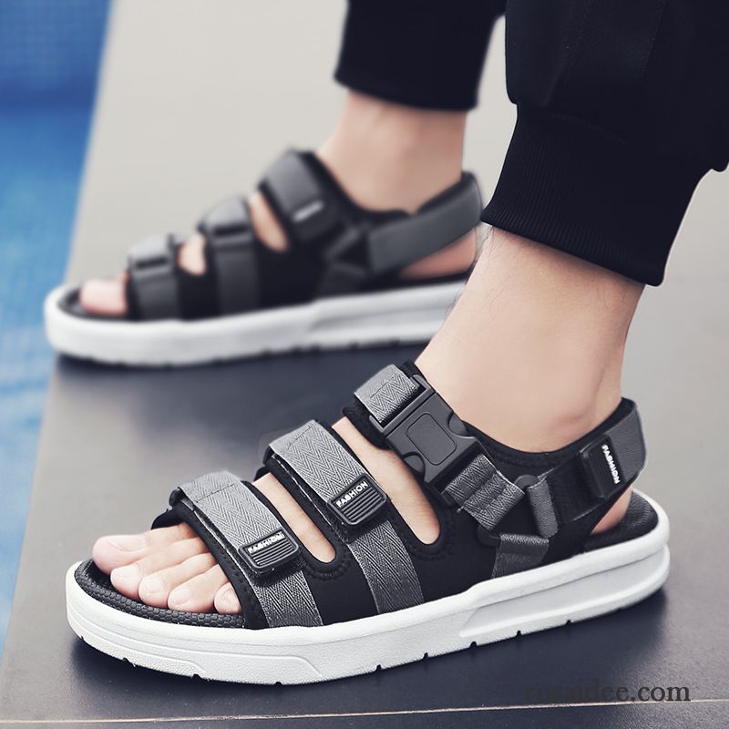 Sandalen Herren Große Größe Trend Weiche Sohle Neue Casual Sommer Sandfarben Grau Rot