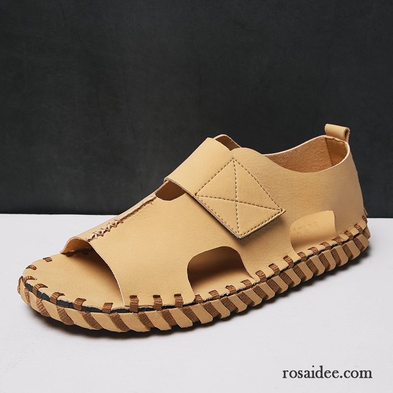 Sandalen Herren Hohl Sommer England Rom Trend Jugend Sandfarben Gelb