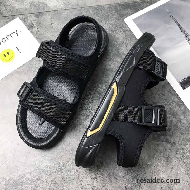 Sandalen Herren Persönlichkeit Sommer Mode Allgleiches Schuhe Rutschsicher Sandfarben Schwarz