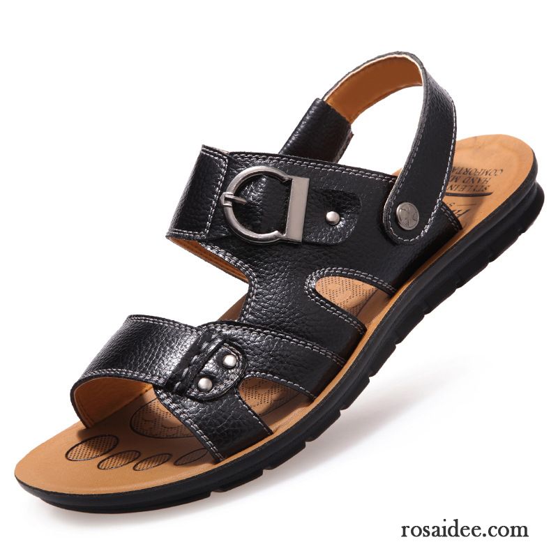 Sandalen Herren Sale Sommer Sandalen Original Rutschsicher Casual Schuhe Gemütlich Herren Atmungsaktiv Neue Echtleder Strand Günstig