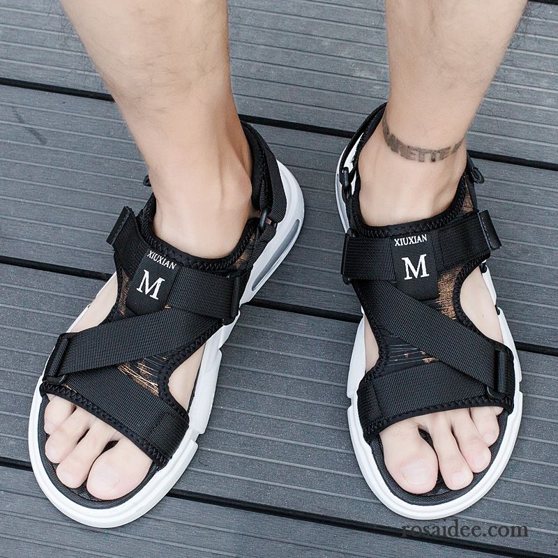 Sandalen Herren Sommer Schüler Dicke Sohle Neue Teenager Licht Sandfarben Schwarz