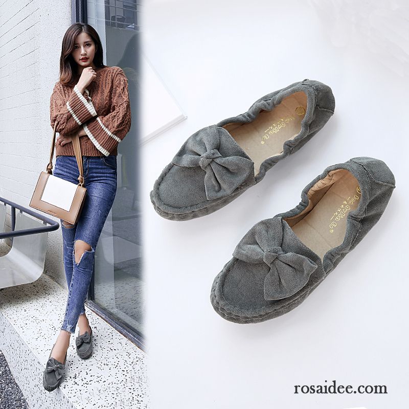 Sandalen Schwarz Damen Flache Herbst Bogen Neue Damen Halbschuhe Trend Schnürschuhe Allgleiches Feder Schwarz Weiche Sohle Grau Rabatt