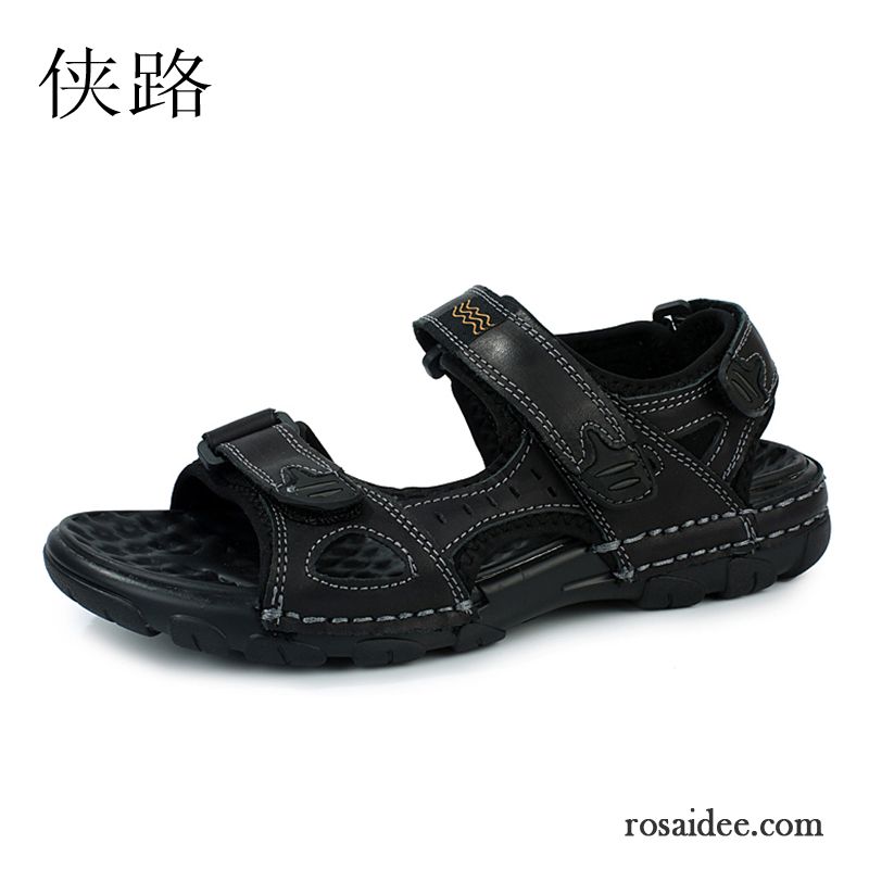 Sandalen Sportlich Herren Neue Produkte Schuhe Dicke Sohle Herren Casual Strand Rutschsicher Echtleder Sommer Sandalen Draussen Günstig