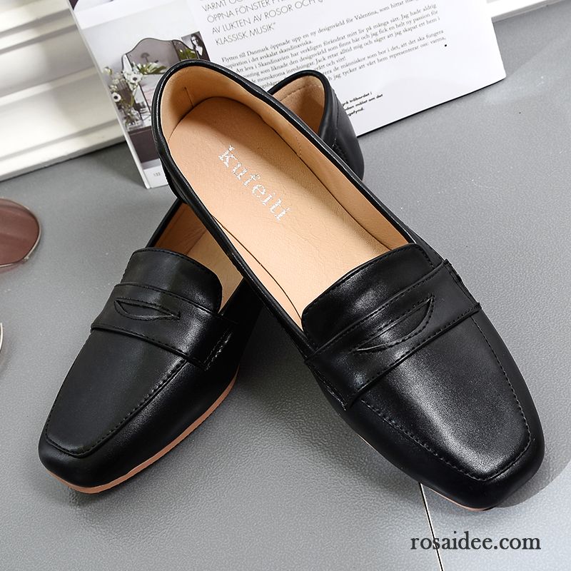 Schuhe Cognac Damen Lederschuhe Flache Herbst Retro Schnürschuhe Halbschuhe Schwarz Trend Allgleiches Neue Billig