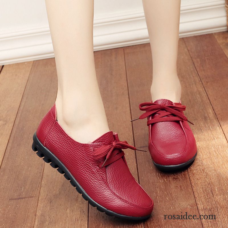 Schuhe Mit Roter Sohle Flache Lederschuhe Sommer Herbst Neue Halbschuhe Weiche Sohle Rot Schnürschuhe Echtleder Damen Gemütlich Günstig