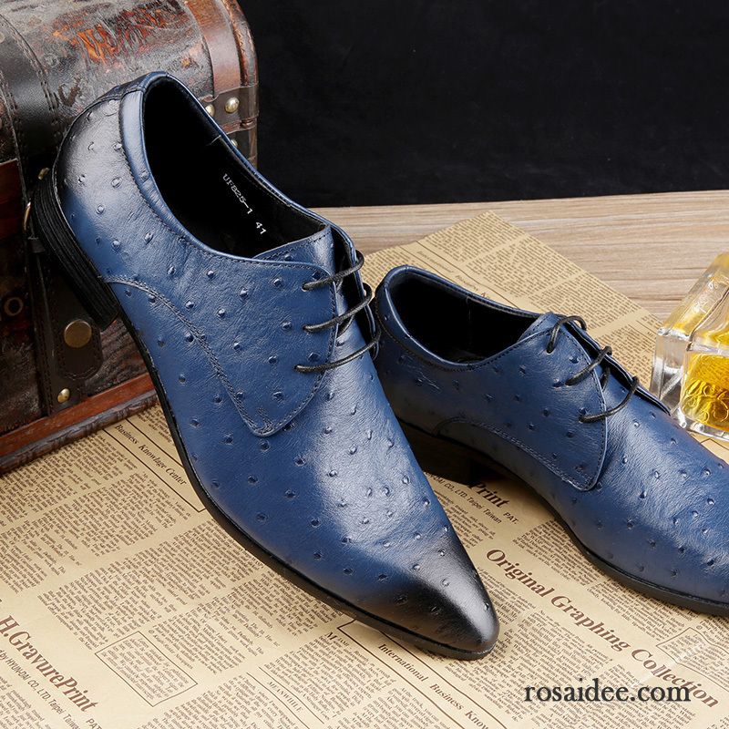 Schuhe Online Kaufen Herren Mode Spitze Trend Blau Schnürung Geschäft Schuhe England Herren Echtleder Schwarz Lederschue