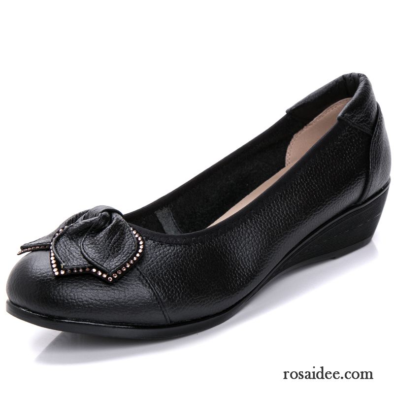 Schuhe Schwarz Damen Herbst Echtleder Schuhe Schnürschuhe Weiche Sohle Lederschuhe Flache Schuhe Große Größe Feder Keilschuhe Damen Rutschsicher Günstig