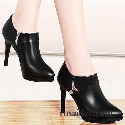 Schuhe Schwarz Weiß Pumps Damen Dünne Fersen Schuhe Schnürschuhe Herbst Sexy Lederschuhe Wasserdichte Plattform Spitze Feder Neue Pumps