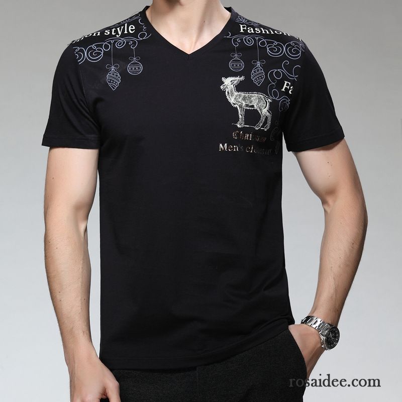 Schwarz Weiß Gestreiftes T Shirt Herren Heißer Art Mode Jugend Rein Baumwolle Günstig